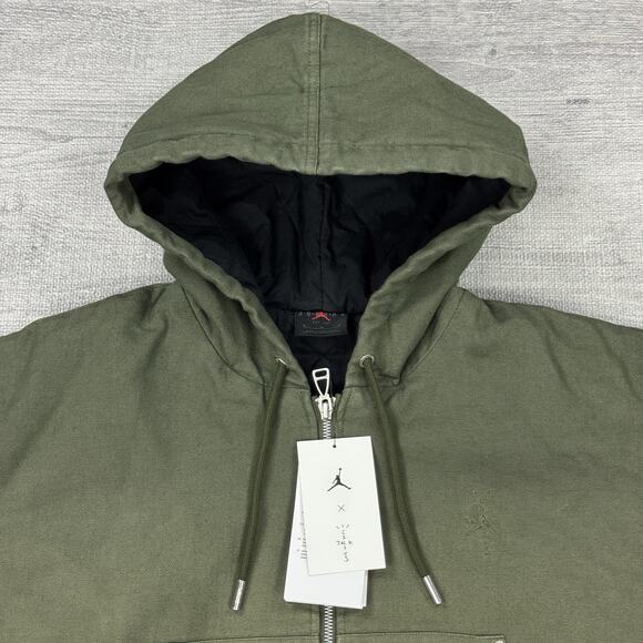 $350 Travis Scott x Jordan Hooded Canvas Jacket Women’s M Cargo Khaki FD9113-325 - Picture 5 of 14